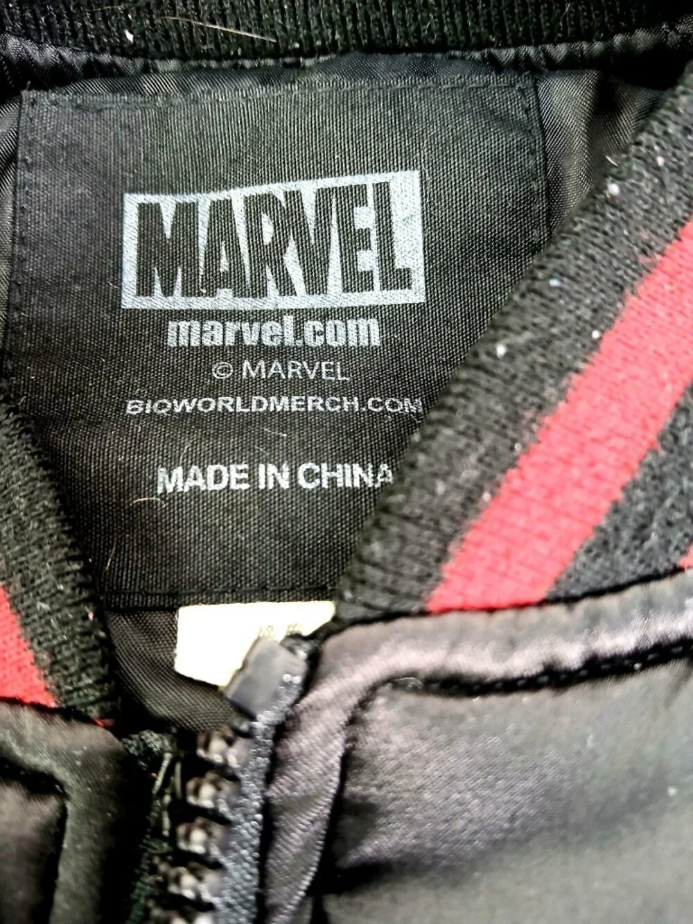 Marvel Deadpool Black & Red Bomber Jacket With Embroidered Graphics Medium Size